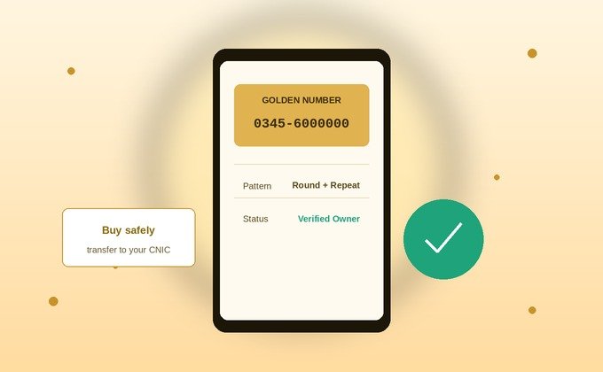 Golden Telenor number card on a smartphone with a verified ownership checkmark badge
